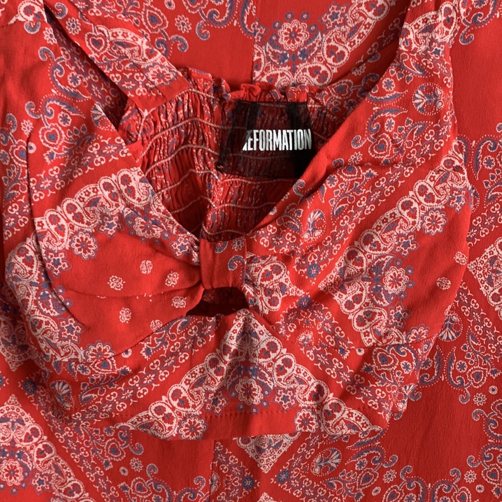 Reformation two-piece paisley print cropped top and skirt